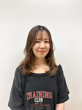 セミロング カラー クロスパーマ/うる艶 カラー/Kurumiのヘアスタイル