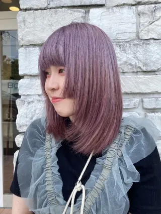 カラー セミロング メンズ ヘアメイク ハイトーン キャロのヘアスタイル