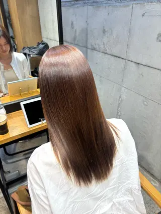 セミロング パーマ ヒマワリ/ 艶カラー/新宿のヘアスタイル