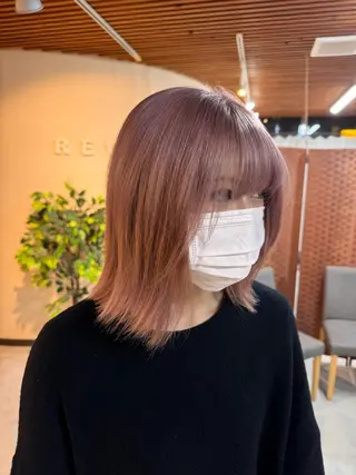 ミディアム カラー ルーツ/ デザイン/ ハイトーン/おこのぎのヘアスタイル