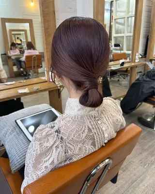 カラー ヘアアレンジ 広島/わかな/ヘア セット/オリーブのヘアスタイル