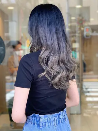 ロング カラー SENA 再現性 パーマと縮毛矯正のヘアスタイル