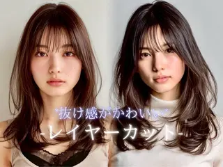 セミロング カラー パーマ ヘアアレンジ リベルテ所属・♦️髪質改善韓国レイ ヤー♦️副店長のヘアスタイル