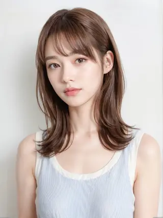 ミディアム 神戸でブリーチなら puty/レイヤーのヘアスタイル