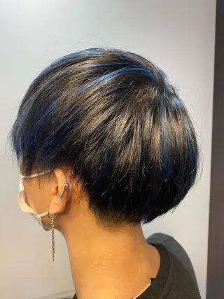 ショート カラー メンズ 酸スト/フェザー パーマ/三谷海斗のヘアスタイル