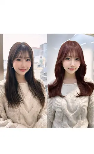 セミロング カラー 顔周り特化/韓国ヘア /レイヤー/吉野幸大のヘアスタイル