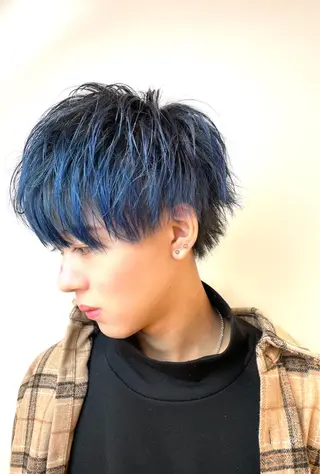 ショート カラー メンズ IwAsh中山所属・✂︎中山ブリーチ・ パーマ✂︎露木智也のヘアスタイル