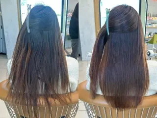 セミロング 🎀ིྀ暖色カラー/ 髪質改善/みどりのヘアスタイル