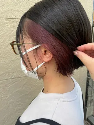 ショート カラー ボブ/インナーカラー ショート/佐野祥子のヘアスタイル