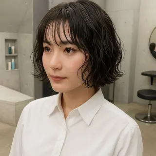 ショート パーマ ナチュラルなショート パーマ/前原汐🎐のヘアスタイル