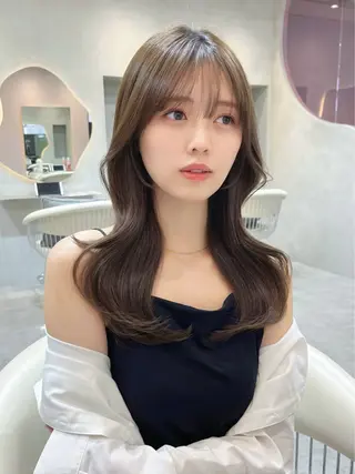 セミロング カラー 大人韓国ヘア🇰🇷 蒲生優のヘアスタイル