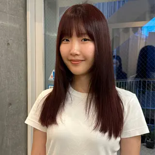 ロング casane所属・暖色・前髪カット 🎗️佐藤ゆみこのヘアスタイル