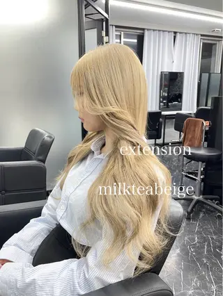 ロング カラー エクステ🩵ブリーチ 韓国ヘア🩵KAEのヘアスタイル