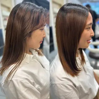 セミロング パーマ 髪質改善/縮毛矯正 /ブリーチ矯正/岡部のヘアスタイル