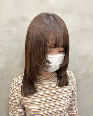 セミロング カラー ヘアアレンジ 【ピンク/韓国ヘア/ ヘアセット】亜海のヘアスタイル