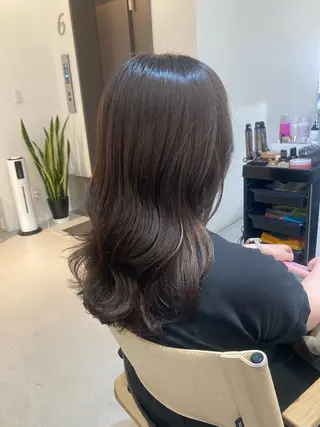 セミロング ✨色持ちの良い艶 カラー✨蟹江真世のヘアスタイル