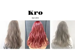 セミロング カラー Kro ハイトーン×ブリーチのヘアスタイル