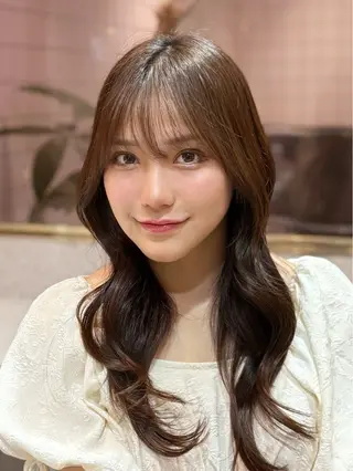 ロング カラー パーマ ヘアアレンジ メンズ キッズ 新宿/小顔レイヤー/ 顔まわり/西慶太朗のヘアスタイル