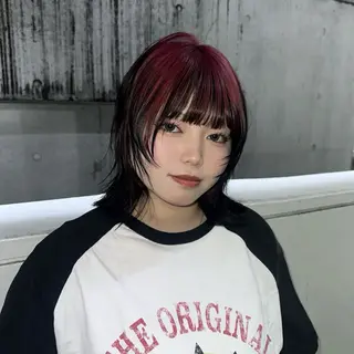 ミディアム カラー ハイトーン/ウルフ /エクステ/ましろのヘアスタイル