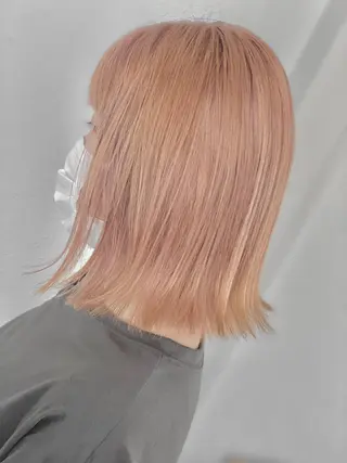 ミディアム ブリーチ毛に縮毛矯正 ✨カラー✨山田 正幸のヘアスタイル