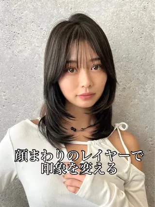 セミロング 映える顔まわり/前髪 特化 💗 ユキマのヘアスタイル