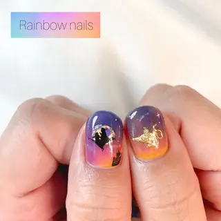ネイル Rainbow nailsくろちゃんのネイルデザイン