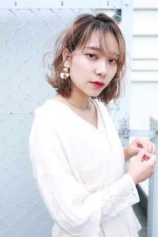 ミディアム カラー パーマ ヘアアレンジ メンズ キッズ ネイル マツエク・マツパ premier modelsのヘアスタイル