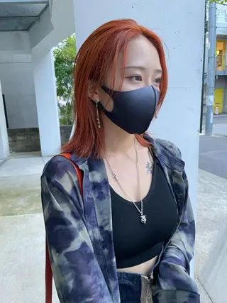 セミロング カラー ヘアアレンジ 小顔レイヤー×コンパ クトボブ/林隆平のヘアスタイル