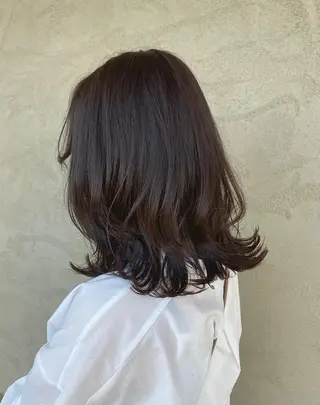 セミロング カラー レイヤー/蟹江/ くすみカラー/川口のヘアスタイル