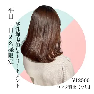 セミロング パーマ 酸性縮毛矯正/ ホッタケイシのヘアスタイル