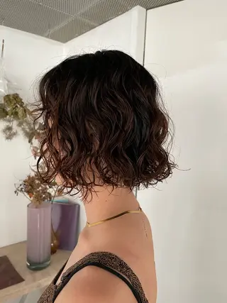 ミディアム パーマ ボブ/レイヤー /河内温太のヘアスタイル