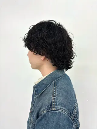 パーマ メンズ スパイキーパーマ 柏NO1 藤本葉のヘアスタイル