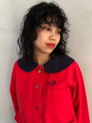 ミディアム パーマ 瓜谷 亮磨のヘアスタイル