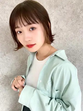 ミディアム ボブ顔周り 韓国遠藤小雪のヘアスタイル