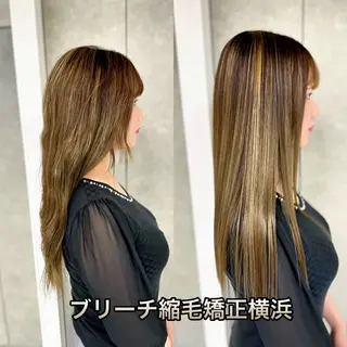 ロング パーマ 髪質改善🍏縮毛矯正 /ブリーチ矯正岡部のヘアスタイル