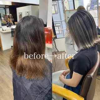 カラー ヒカ/外国人風 デザインカラーのヘアスタイル