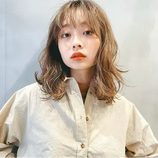 ミディアム パーマ レイヤーカット/ くびれヘア佐藤大空のヘアスタイル