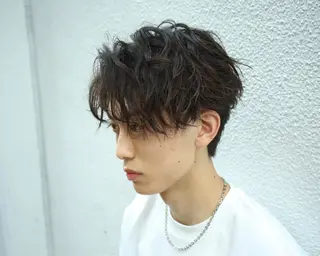 ミディアム パーマ ヘアアレンジ メンズ 【メンズヘアの匠】 タニ　心斎橋　アメ村のヘアスタイル