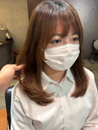 ミディアム 🍑おおしまくるみ 🍑暖色colorのヘアスタイル