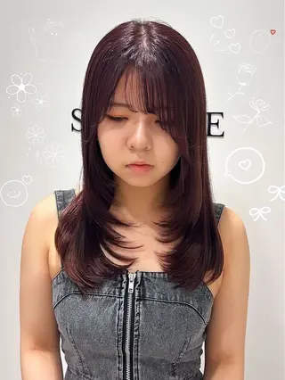 セミロング カラー レイヤー/暖色 /アレンジ 山田寛菜のヘアスタイル