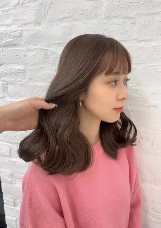 セミロング カラー 韓国ヘア♡ 顔まわりカットayaのヘアスタイル