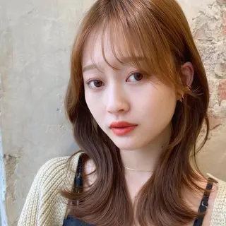 ミディアム カラー On所属・顔まわりカット🌟 くびれヘア/寺門遥輝のヘアスタイル