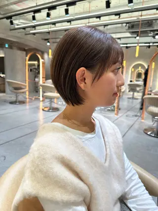 ショート カラー ボブ/巻ける縮毛矯正 /韓国レイヤーはなのヘアスタイル