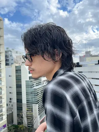 ミディアム パーマ メンズ 新潟メンズパーマ 新潟駅/小田拓実のヘアスタイル