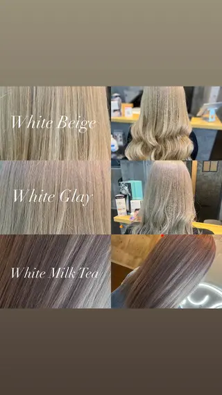 セミロング カラー ヘアアレンジ ミルクティーハイトー ン💖副店長mikaのヘアスタイル