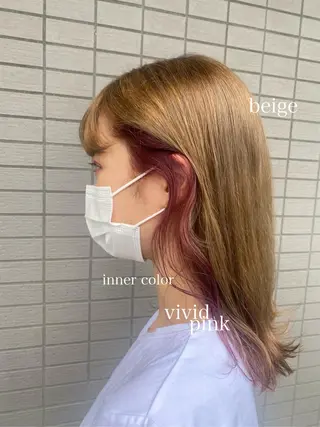 セミロング カラー ヘアアレンジ あおい 🍒暖色カラーのヘアスタイル