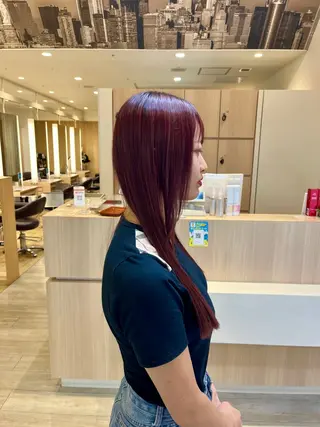 ロング カラー 牛尾 丈のヘアスタイル