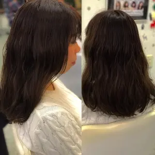 セミロング カラー パーマ 山内 聡史のヘアスタイル