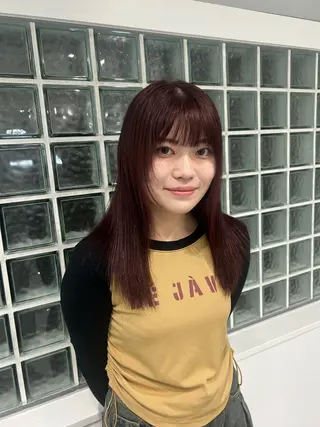 セミロング 愛結 暖色カラー🎀🩰のヘアスタイル