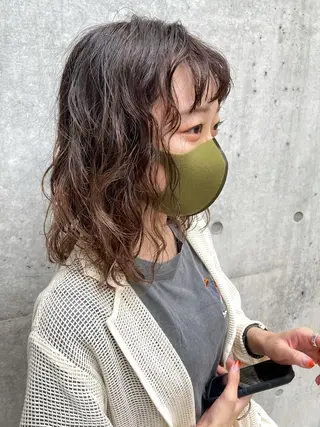 ミディアム カラー パーマ 南堀江🌿パーマ Tetsu【テツ】のヘアスタイル